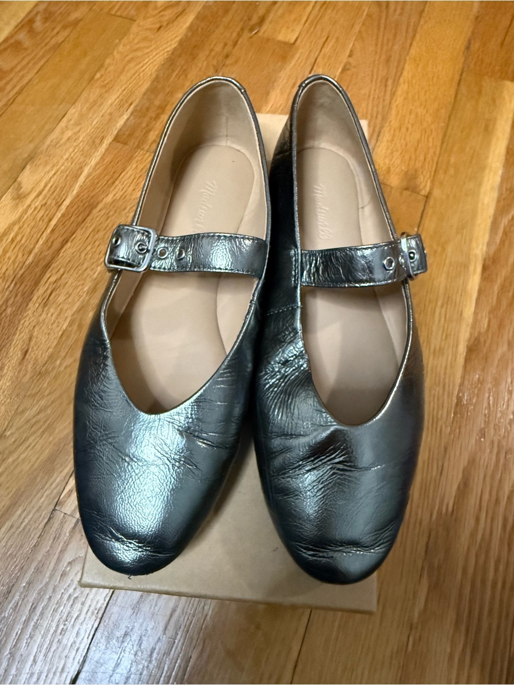 Madewell Metallic Pewter Mary Jane Flats - Women